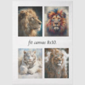 Decoupage 4 Lion Papers Fit 8 x 10 Canvas Tissuepapier (Voorkant)