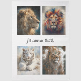 Decoupage 4 Lion Papers Fit 8 x 10 Canvas Tissuepapier