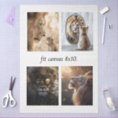 Decoupage 4 Lions Papers Fits 8 x 10 Canvas Tissuepapier (Craft)