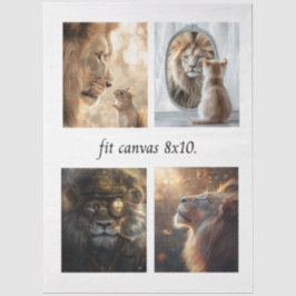 Decoupage 4 Lions Papers Fits 8 x 10 Canvas  Tissuepapier