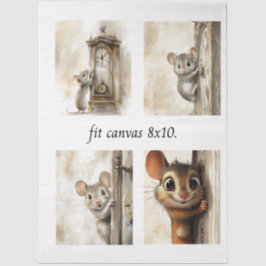 Decoupage 4 Mice Papers Fit 8 x 10 Canvas Tissuepapier
