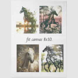 Decoupage 4 Paard Ontwerpen Passend op 8x10 Canvas Tissuepapier