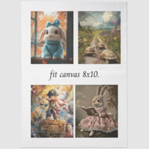 Decoupage 4 Verhaalboek Papieren voor 8 x 10 Canva Tissuepapier