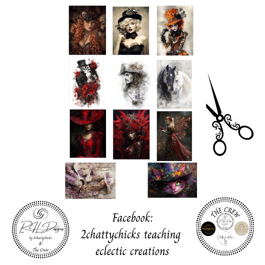 Decoupage 5x7 Steampunk Jesters Pirates & More  Tissuepapier