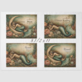 Decoupage 8.5x11 Zeemeermin Botanisch Gepersonalis Tissuepapier (Voorkant)