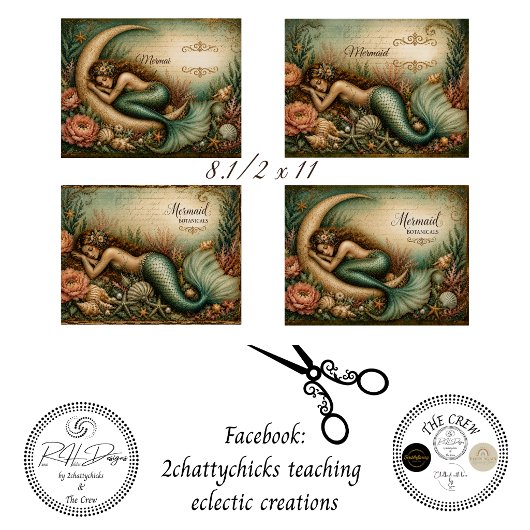 Decoupage 8.5x11 Zeemeermin Botanisch Gepersonalis Tissuepapier