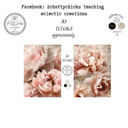 Decoupage A3 Botanical Peach Designs Scrapbooking Tissuepapier