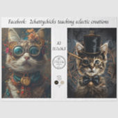 Decoupage A3 Scrapbook Papier Steampunk Katten (Voorkant)