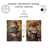 Decoupage A3 Whimsical Cat in Hats Tissuepapier
