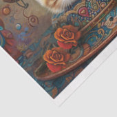 Decoupage A3 Whimsical Kat in Hats  Tissuepapier (Detail)