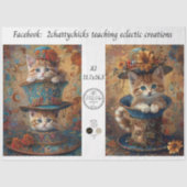 Decoupage A3 Whimsical Kat in Hats  Tissuepapier (Voorkant)