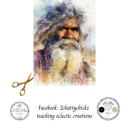 Decoupage Aboriginal Oudere Aquarel Kunst Tissuepapier