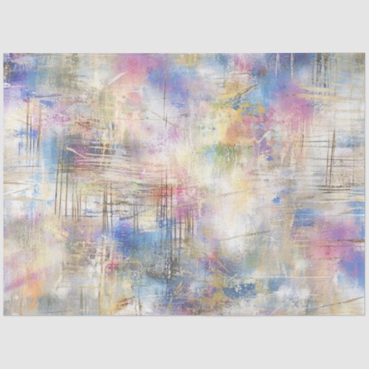 Decoupage Abstract Blauw Roze Paarse Geel Ontwerp Tissuepapier (Voorkant)