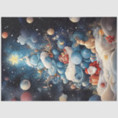 Decoupage Abstract Blauw Wit Kerstboom Tissuepapier (Voorkant)