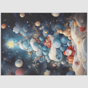 Decoupage Abstract Blauw Wit Kerstboom Tissuepapier