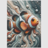 Decoupage Abstract Clownvis Oceaan Draaiend Ontwer Tissuepapier (Voorkant)