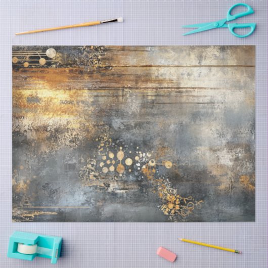 Decoupage Abstract kunstwerk Goud Zwart Grijs Tissuepapier (Craft)