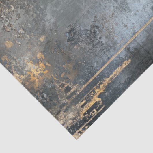 Decoupage Abstract kunstwerk Goud Zwart Grijs Tissuepapier (Detail)