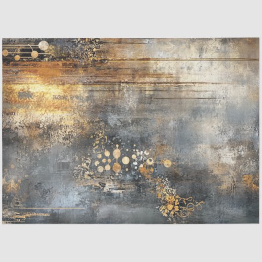 Decoupage Abstract kunstwerk Goud Zwart Grijs Tissuepapier (Voorkant)