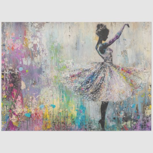 Decoupage Abstracte ballerina levendige kleuren Tissuepapier (Voorkant)