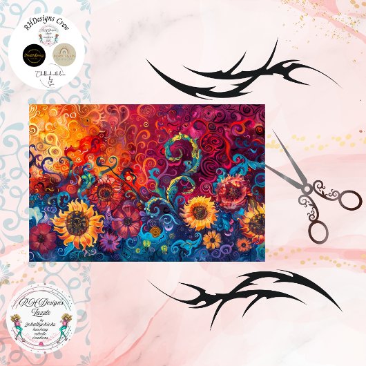 Decoupage Abstracte Bloemige Zonnebloem Mixed Medi Tissuepapier