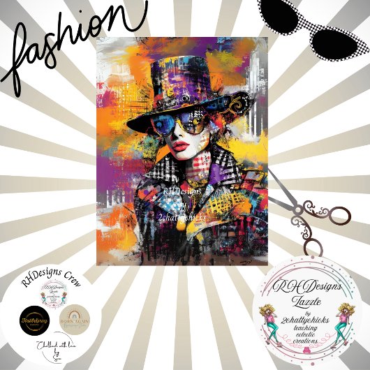 Decoupage Abstracte dame gekleed levendige tinten Tissuepapier