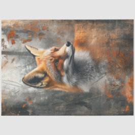 Decoupage Abstracte Fox Schilderij Herfst Bos Tissuepapier