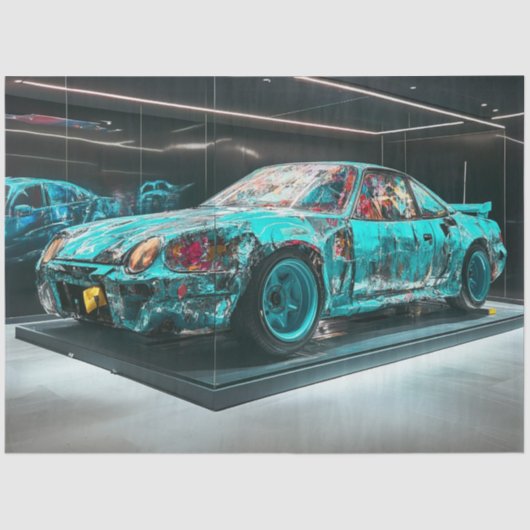 Decoupage Abstracte Gemodificeerde Turquoise Rusty Tissuepapier (Voorkant)