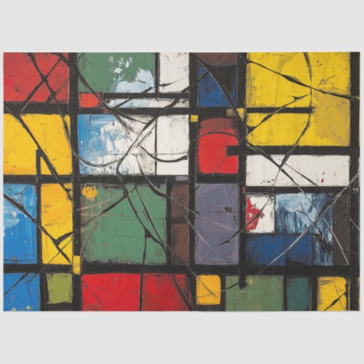 Decoupage Abstracte geometrische levendige kleurvl Tissuepapier (Voorkant)