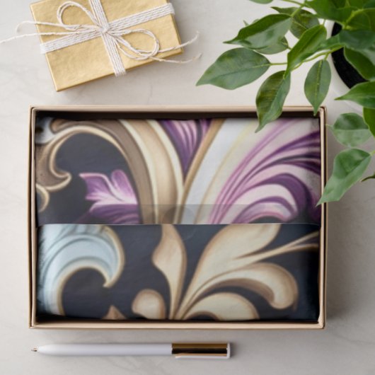 Decoupage Abstracte Gouden Paarse Blauwe Wervels Tissuepapier (Geschenk)