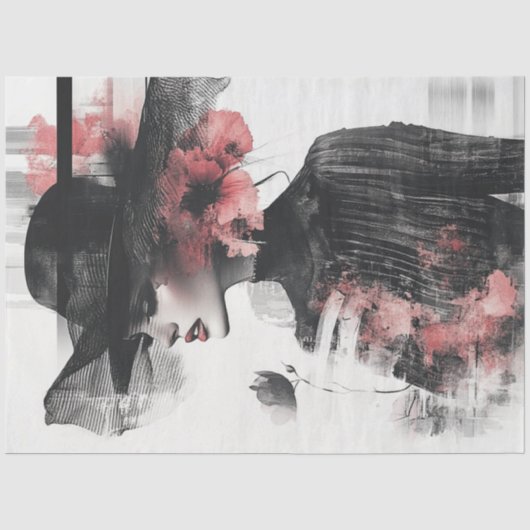 Decoupage Abstracte Kunst Vrouw Semi-transparant Tissuepapier (Voorkant)