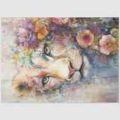 Decoupage Abstracte leeuwen gezicht artistieke ele Tissuepapier (Voorkant)