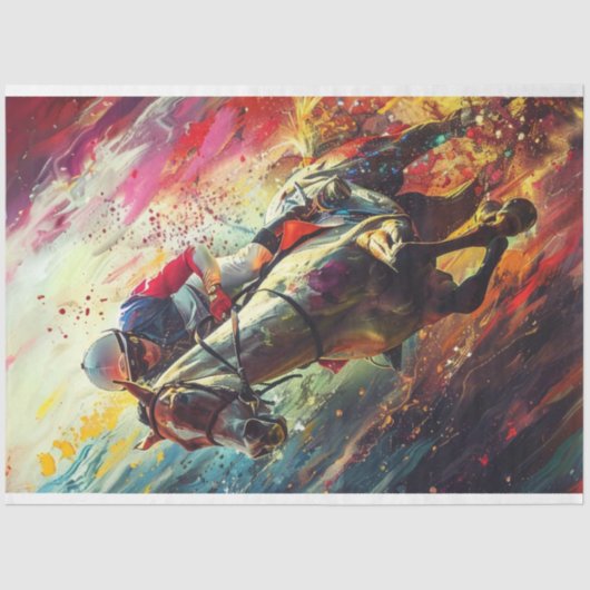 Decoupage Abstracte Portret Jockey Horse Rider Tissuepapier (Voorkant)
