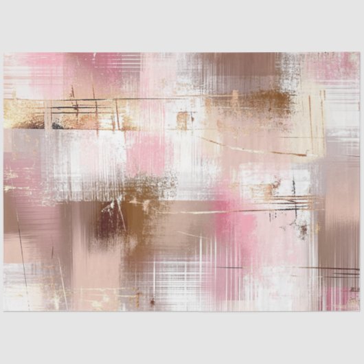 Decoupage Abstracte Roze Bruin Witte Achtergrond Tissuepapier (Voorkant)