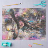 Decoupage Abstracte Schilderij Vrouw Zwart Pet Tissuepapier (Craft)