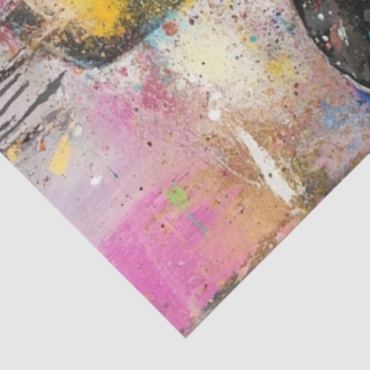 Decoupage Abstracte Schilderij Vrouw Zwart Pet Tissuepapier (Detail)