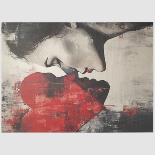 Decoupage Abstracte Valentijn Hart Paar Tissuepapier (Voorkant)