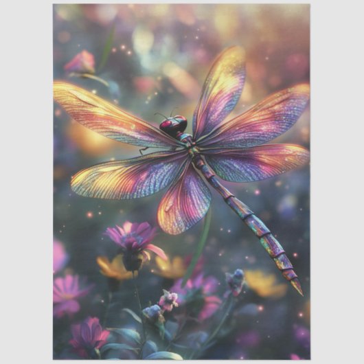 Decoupage Achtergrond Dragon Fly Paarse tinten Tissuepapier (Voorkant)