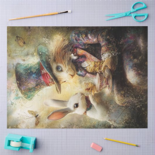 Decoupage Alice Adventures Konijn Digitale Kunst Tissuepapier (Craft)