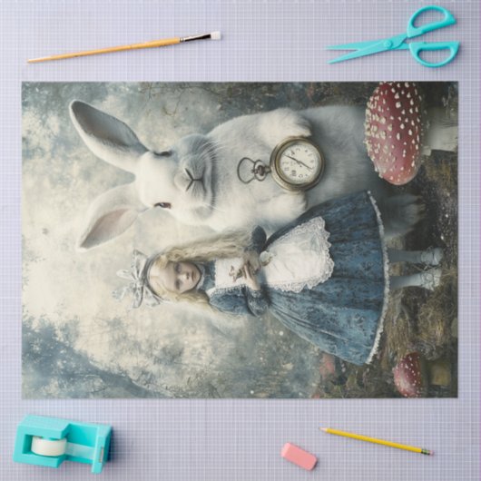 Decoupage Alice Wonderland & Konijn Sprookje Tissuepapier (Craft)