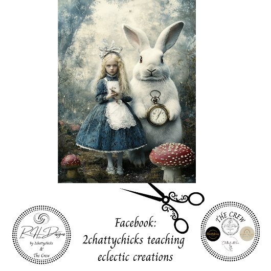 Decoupage Alice Wonderland & Konijn Sprookje Tissuepapier