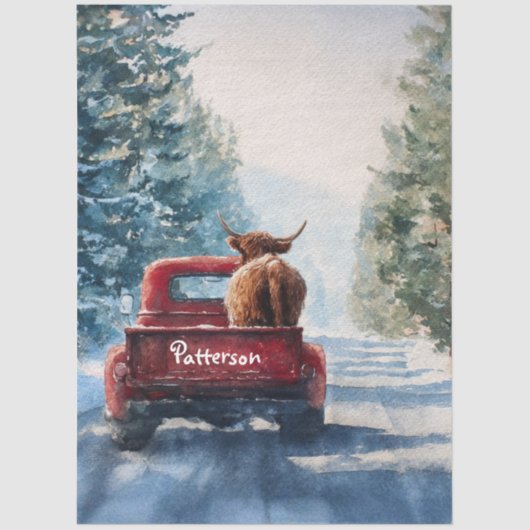 Decoupage All Cows Come Home Highland Red Truck  Tissuepapier (Voorkant)