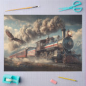 Decoupage American Locomotive With Flag & Eagle Tissuepapier (Craft)
