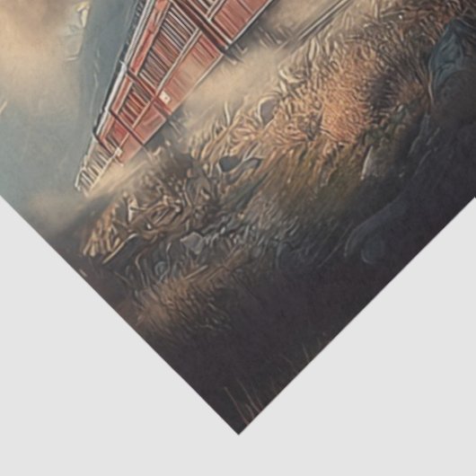 Decoupage American Locomotive With Flag & Eagle Tissuepapier (Detail)