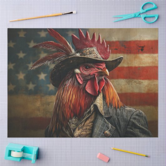 Decoupage Americana Haan in Voorvlag Tissuepapier (Craft)
