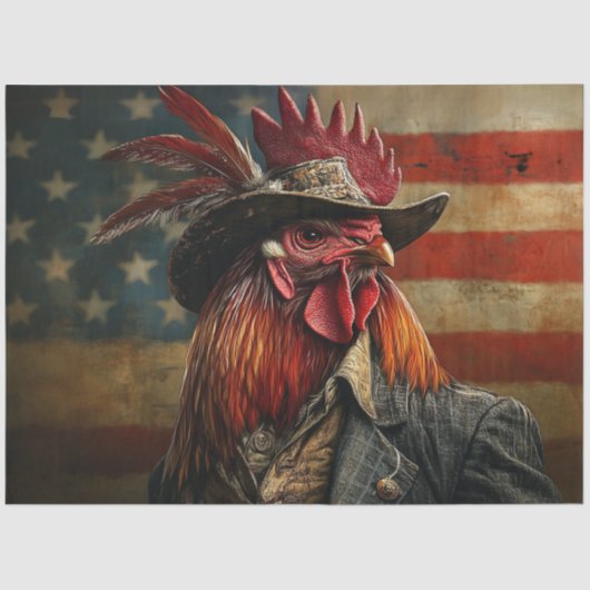 Decoupage Americana Haan in Voorvlag Tissuepapier (Voorkant)