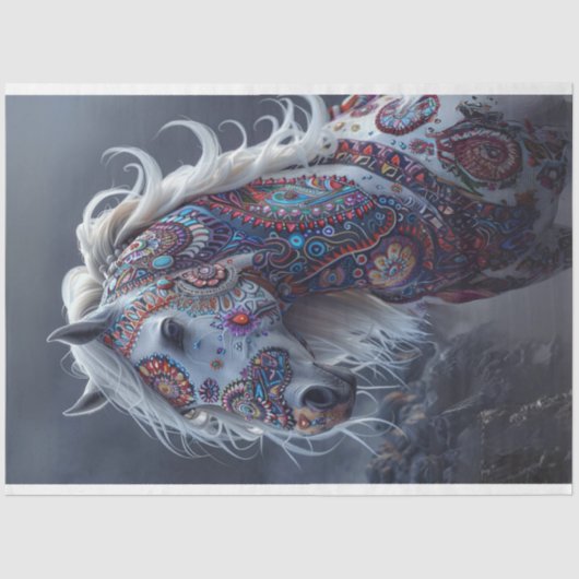 Decoupage Amerikaans Indiaas geschilderd Paard Aur Tissuepapier (Voorkant)