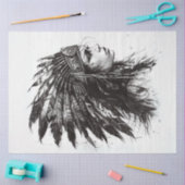 Decoupage Amerikaanse Indiaanse dame zwart wit tek Tissuepapier (Craft)