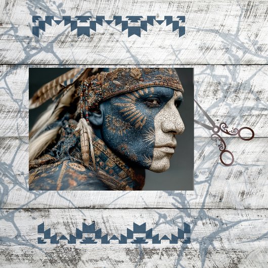 Decoupage Amerikaanse Indiaanse krijgsheer Tissuepapier