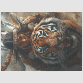 Decoupage Amerikaanse Indiase krijger vrouw op tij Tissuepapier